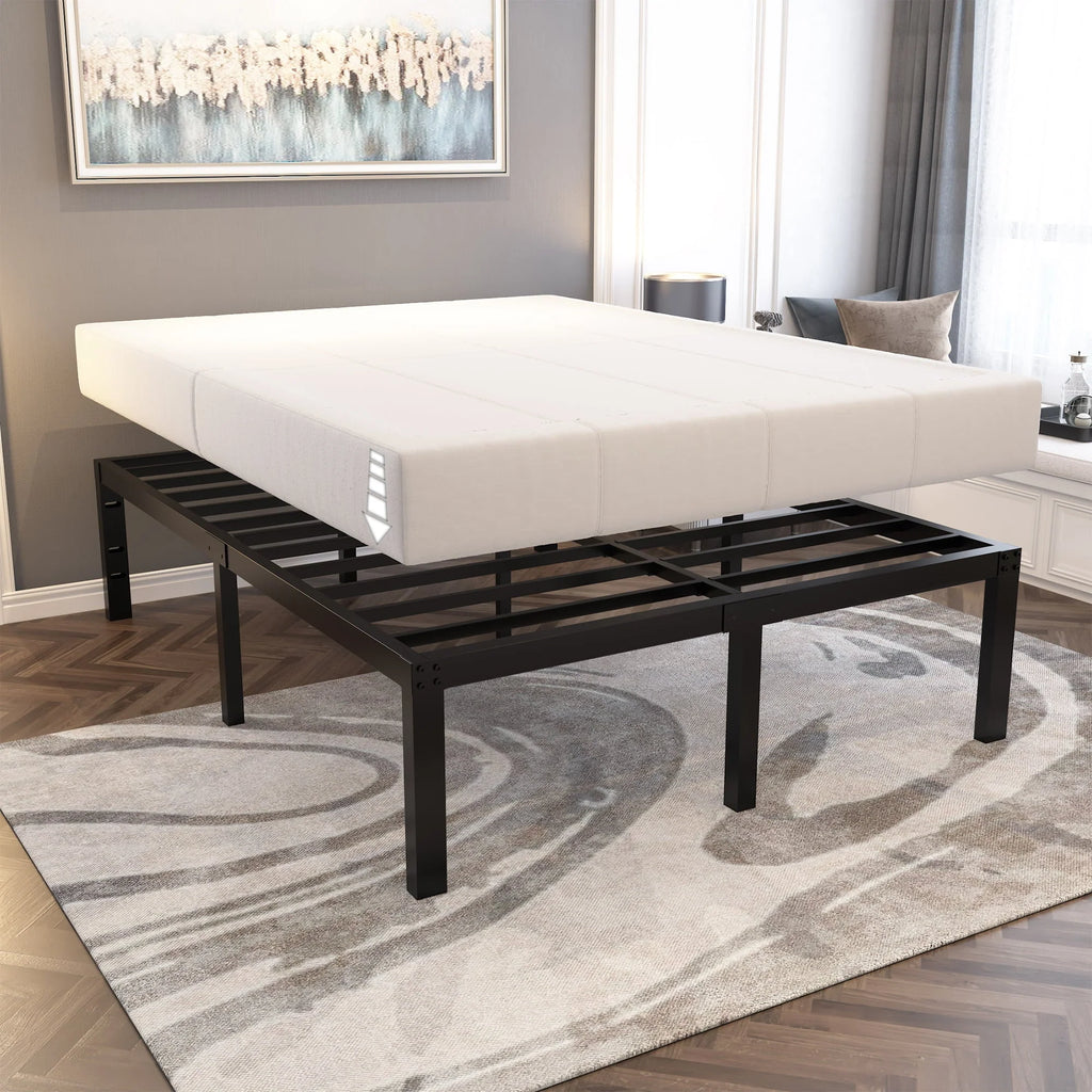 yookare 18" 4000lbs Heavy Duty Platform Metal Bed Frame, Queen