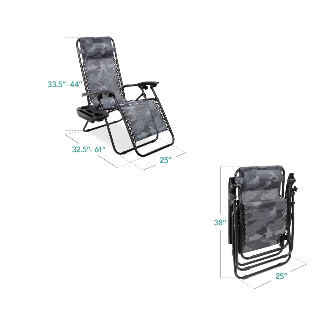 Best Choice Products Set of 2 Zero Gravity Lounge Chair Recliners for Patio, Pool w/ Cup Holder Tray - Gray