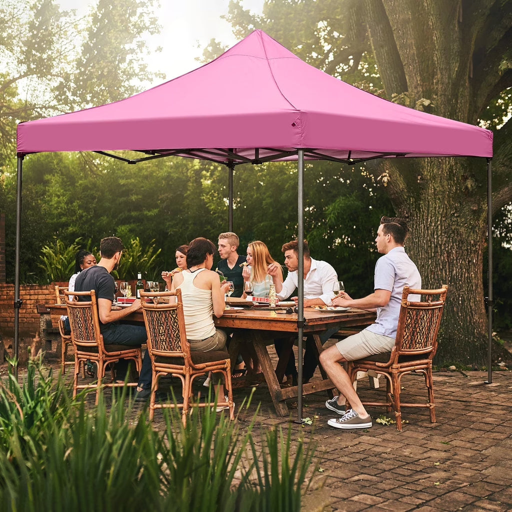 Ainfox 10' x 10'Heavy Duty Pop up Canopy Tent,Folding Instant Outdoor Gazebo,Sun Shade Tent,Pink