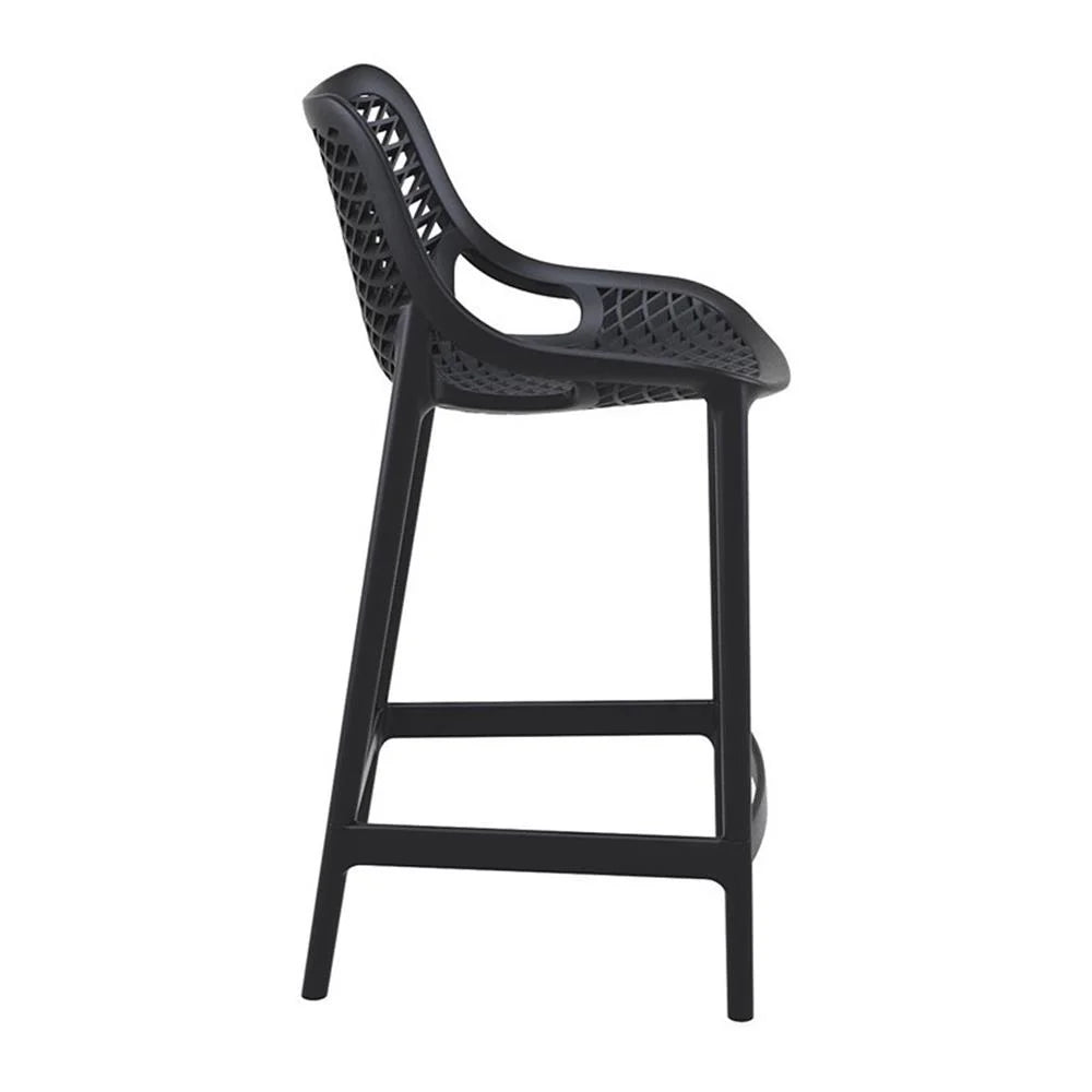 Home Square Polypropylene Patio Bar Stool in Taupe - Set of 2