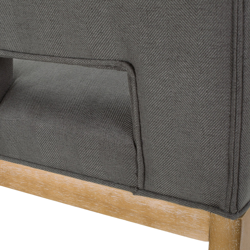 GDF Studio Parkey Contemporary Fabric Upholstered Dining Chairs, Set of 2, Deep Gray and Weathered Natural