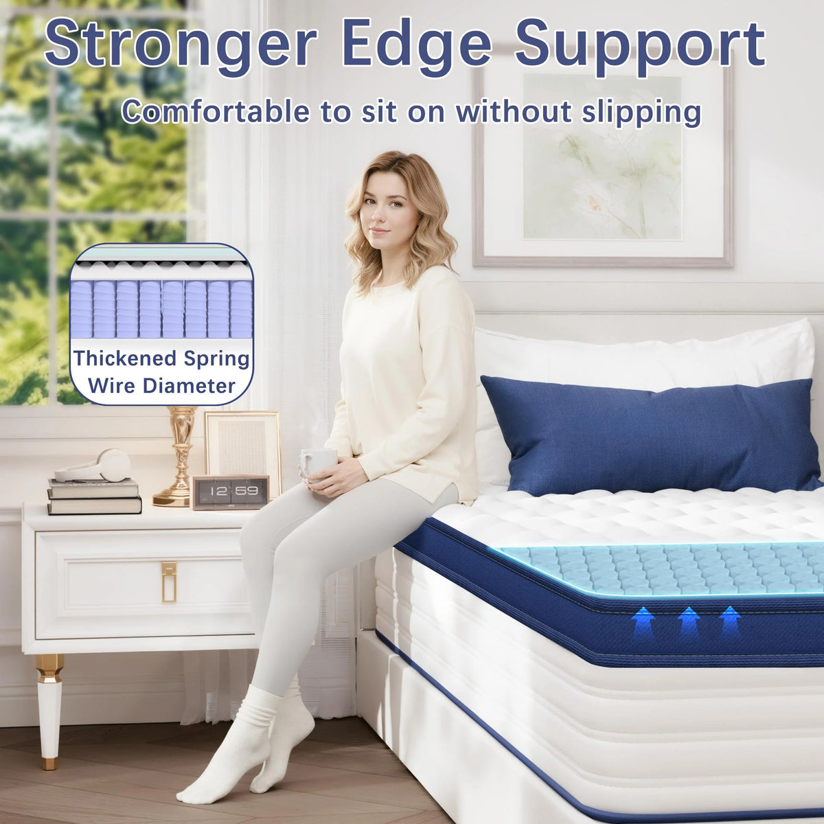 Twin Mattress, PAPROOS 12" Hybrid Memory Foam Mattress in a Box, Cool Individual Pocket Spring Twin Size Mattress with Breathable Knitted Fabric, Edge Support, Medium Firm Mattress, Blue
