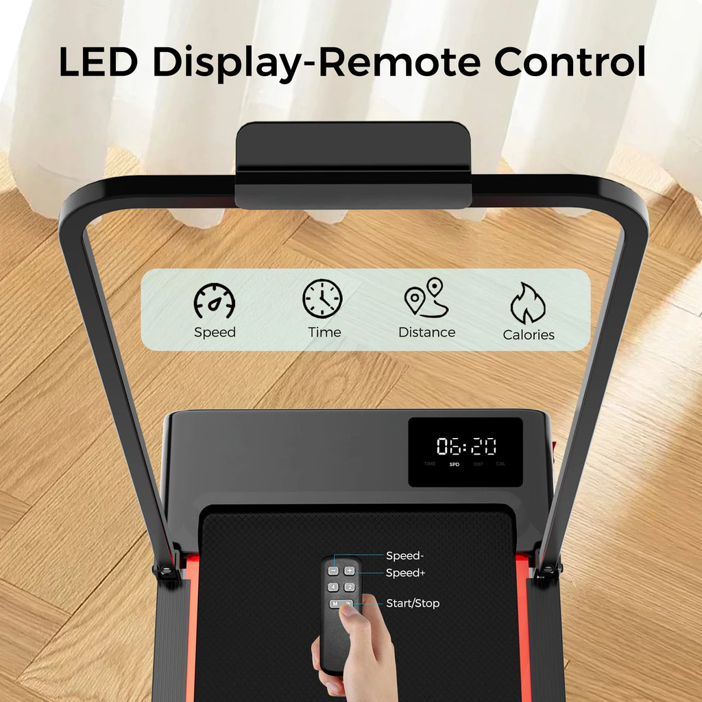 2 in 1 Walking Pad Treadmill, Foldable Treadmills with Handle Bar, 2.5HP Portable Folding Treadmill with Remote Control, Under Desk Treadmill for Home Office, 300lbs, Black