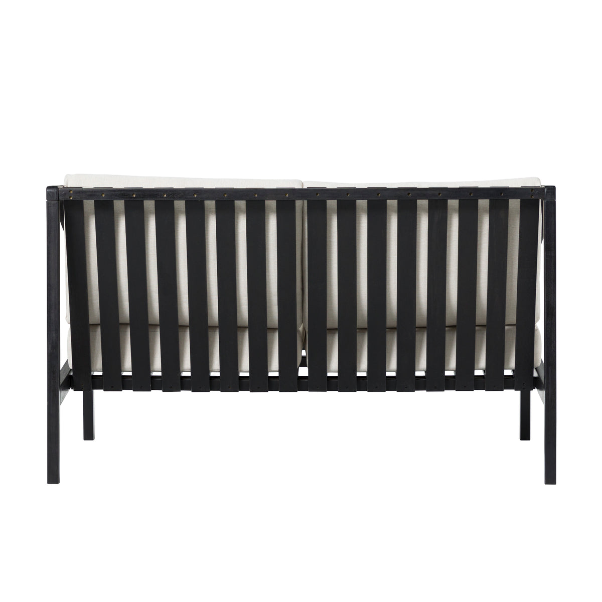 Walker Edison Modern Solid Wood Curved-Arm Outdoor Loveseat, Black