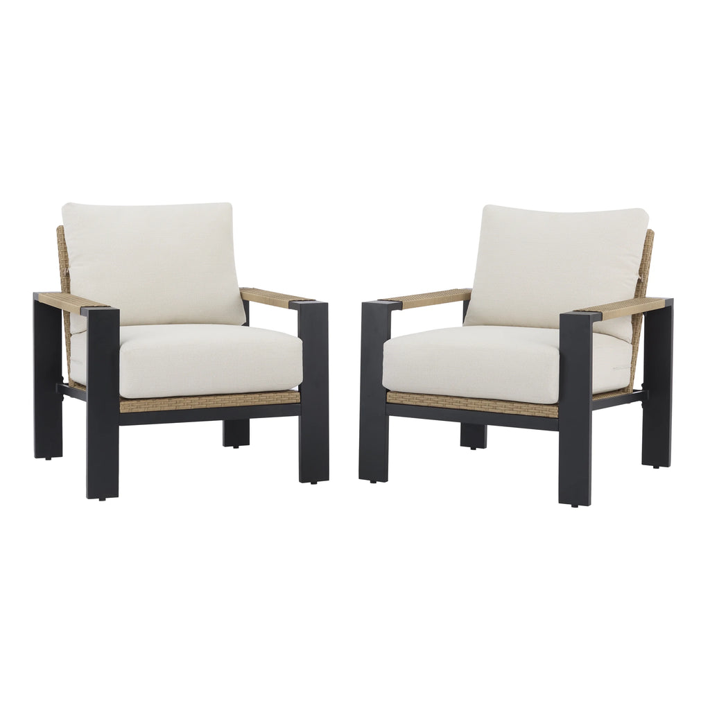 Better Homes & Gardens Ventura 2-Piece Outdoor Wicker Chat Chair, Beige