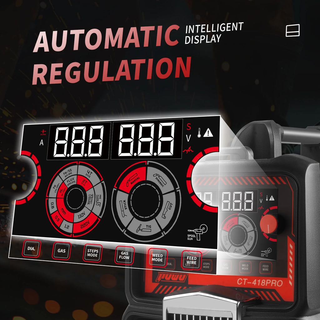 Plasma Cutter Welder Gas MIG/Gasless MIG/Lift TIG/Stick/CUT 5 in 1 Welding Machine with 110V/220V Dual Voltage,Thermal Protection IGBT Inverter LED Digital Display Multi Process Welder