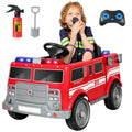 Bobiber Ride on Fire Truck, 12V Battery Powered Ride-On Toy Vehicle with Remote Control, Megaphone, Flashing Lights, Siren and Fire Extinguisher - For Boys and Girls Ages 3-6