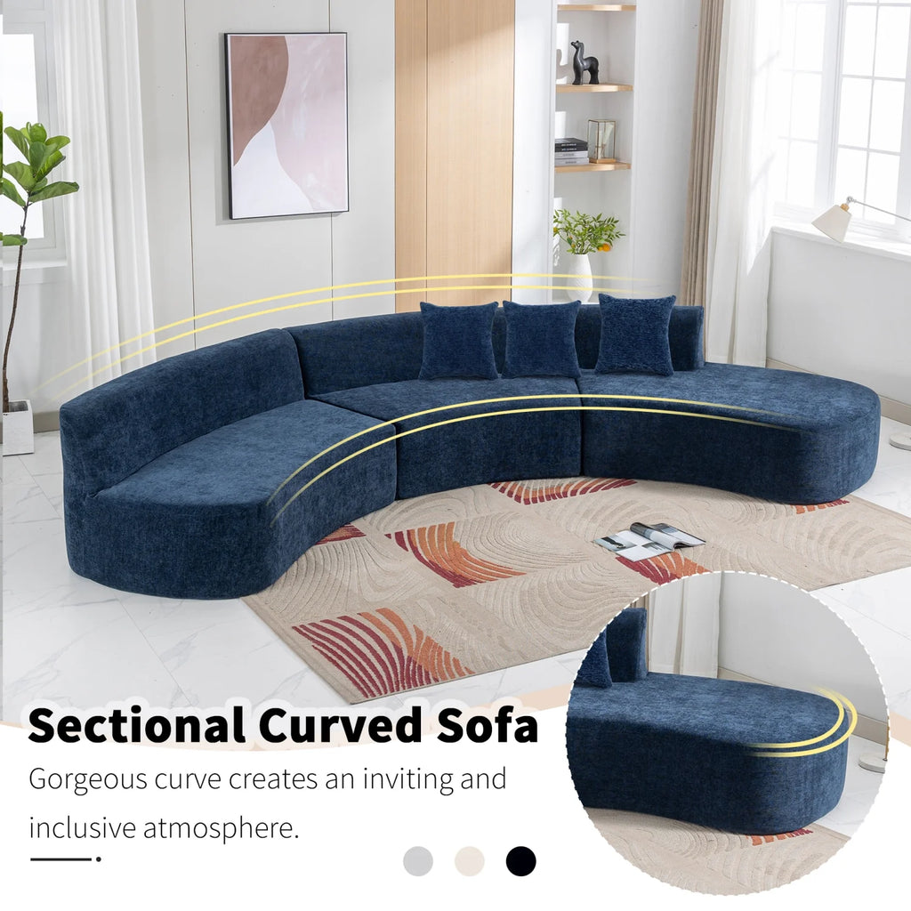 Harper & Bright Designs Modern Curved Floor Sofa Set, Modular Sectional Sponge Couch for Living Room, 2 PC Free Combination No Assembly Foam-Filled Sofa, Beige
