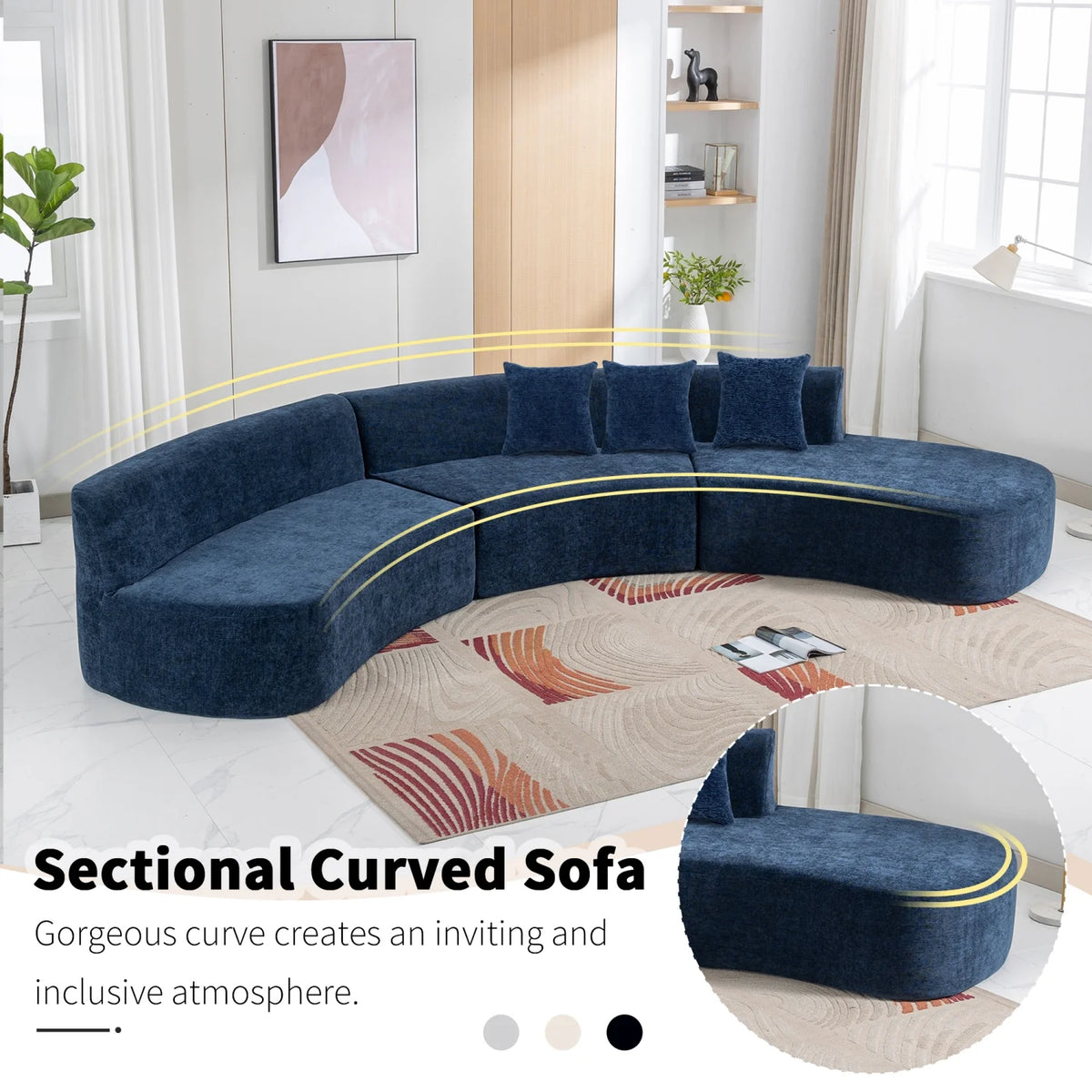 Harper & Bright Designs Modern Curved Floor Sofa Set, Modular Sectional Sponge Couch for Living Room, 2 PC Free Combination No Assembly Foam-Filled Sofa, Beige