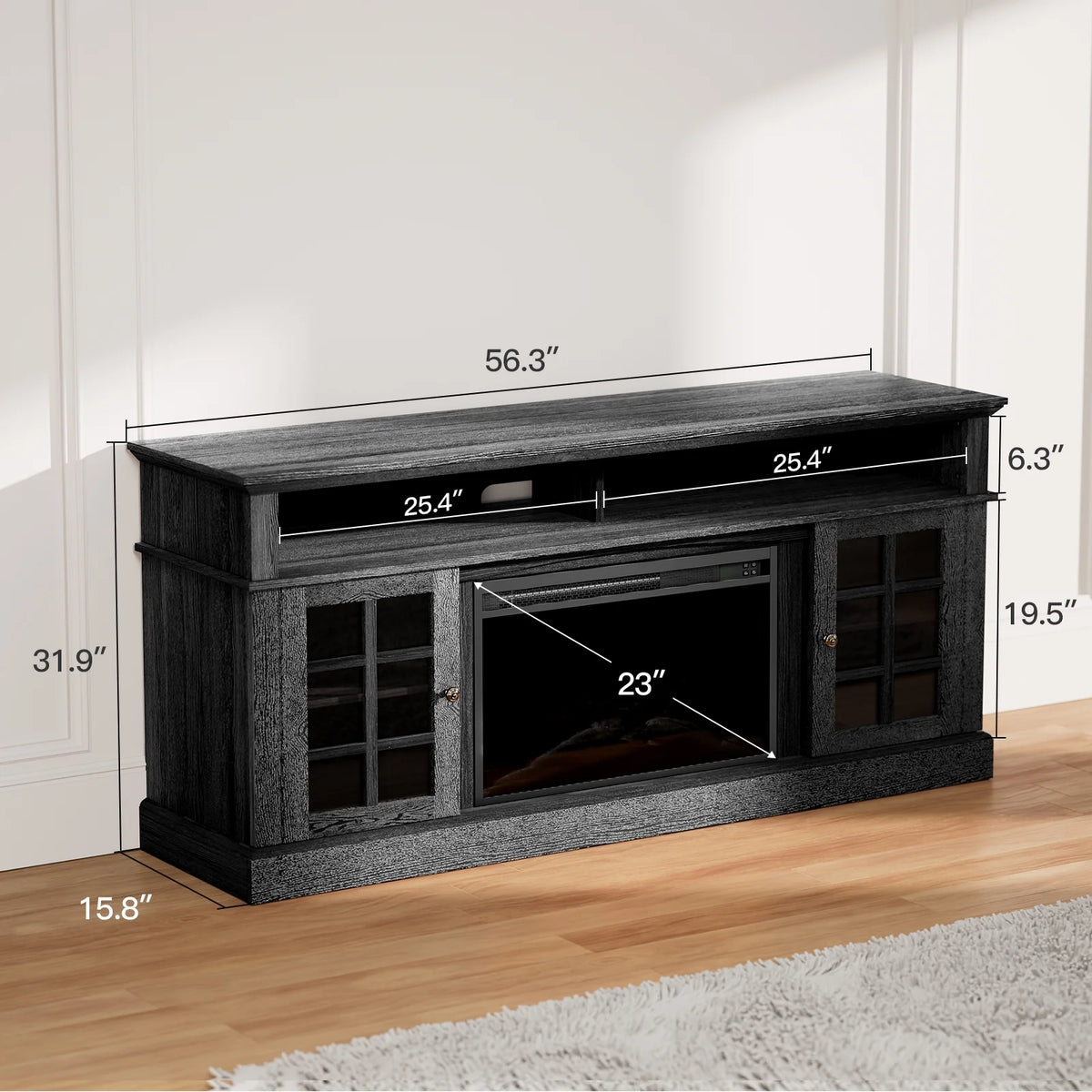 Electric Fireplace TV Stand for 75�� TVs Fireplace Entertainment Center TV Console Table with 23�� Fireplace, Holds up to 200 lbs