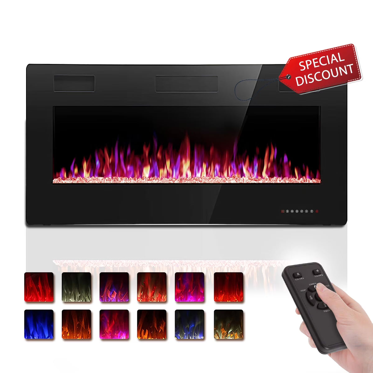 KISSAIR 60�� Indoor Electric Fireplace Ultra Thin Fireplace, Wall Mounted Recessed Fireplace with Multiple Colors