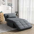 Aukfa 36" Wide Folding Chaise Futon Convertible Sofa Bed, Ottoman, Adjustable Backrest, Linen, Gray