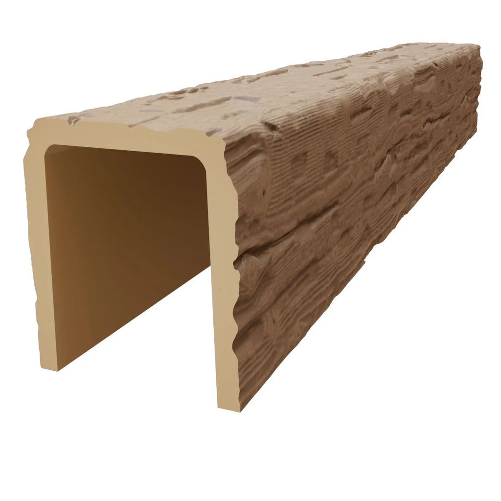 Ekena Millwork 3 1/2"W x 3 1/2"H x 120"L 3-Sided (U-Beam) Salvaged Timber HeritageTimber Faux Wood Ceiling Beam, Kona Brown