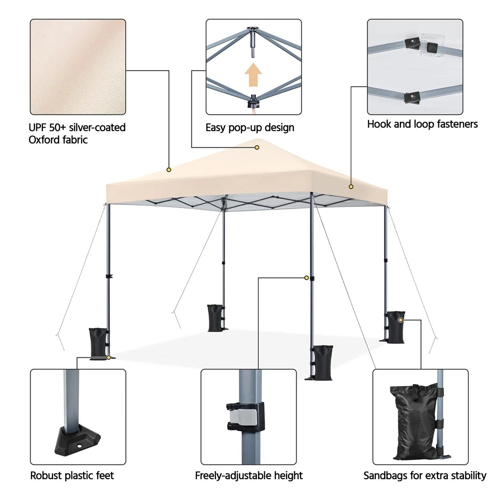 Topeakmart 12x12ft Commercial Pop-up Canopy Tent with Adjustable Height for Outdoor, White