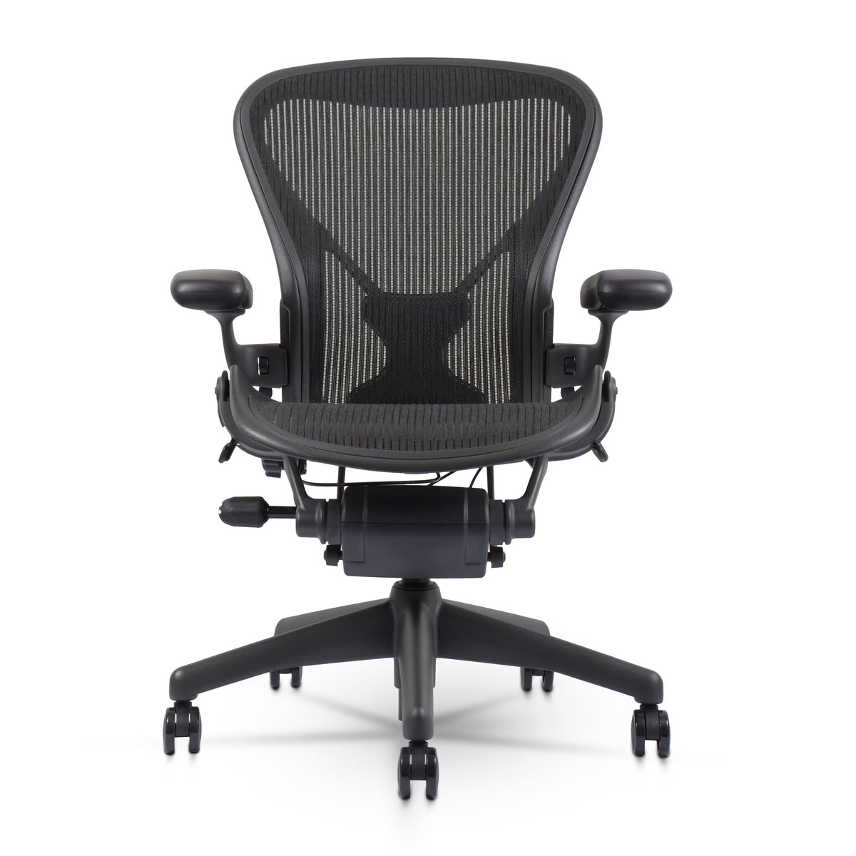 Herman Miller Aeron Chair Size B (𝙍𝙚𝙛𝙪𝙧𝙗𝙞𝙨𝙝𝙚𝙙) �?Fully Loaded PostureFit Clip‑Latch Adjustable Arms and 12‑Year Warranty along with 3 Yr Mechanical Warranty