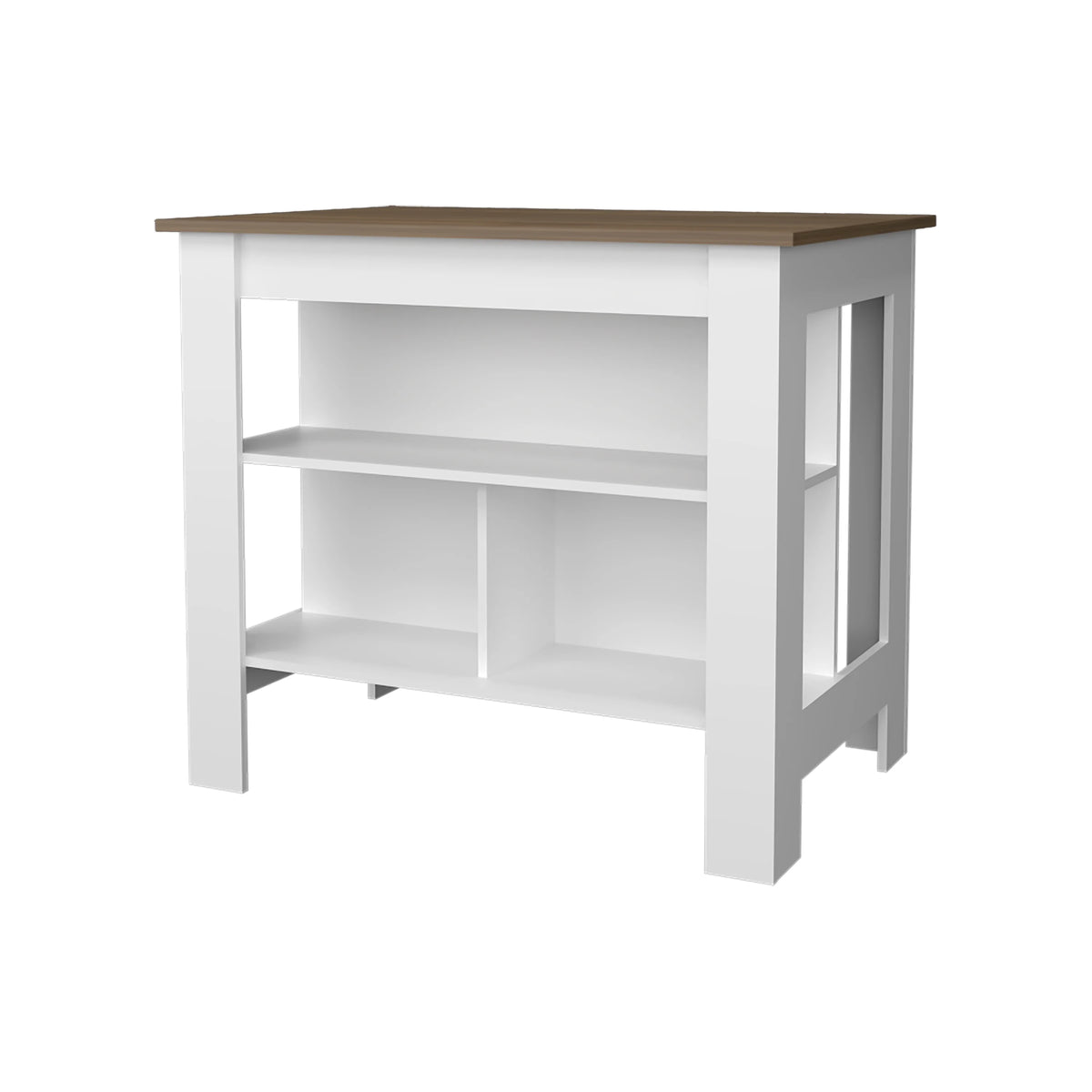Cterwk Kitchen Island with Open Storage Shelf, Perfect for Living Room, Dining Room, Kitchen, Beige + White