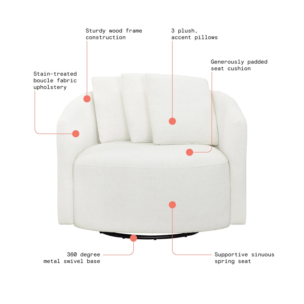 Beautiful Drew Accent Chair by Drew Barrymore, Cream Boucle