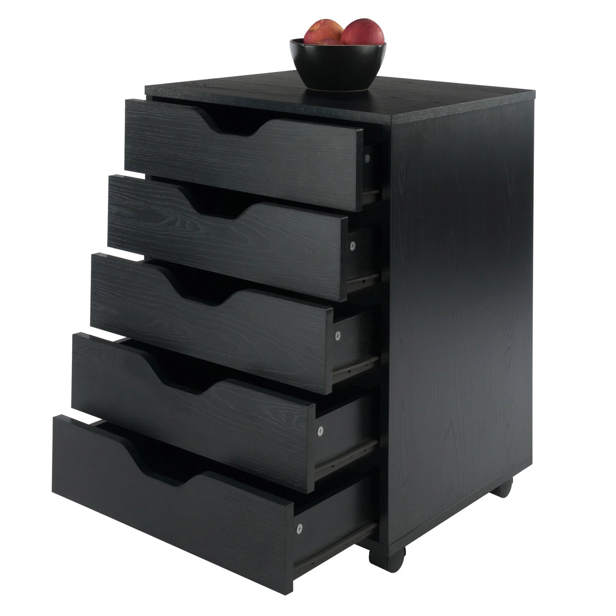 Winsome Halifax 5-Drawer Mobile Cabinet 20519, Black Finish