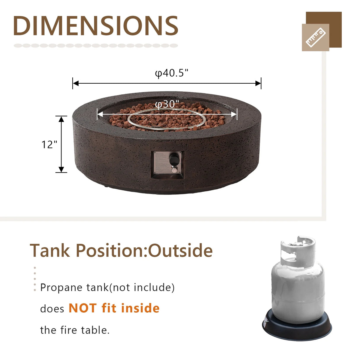 COSIEST Outdoor Round Terrazzo Concrete White firepit Table