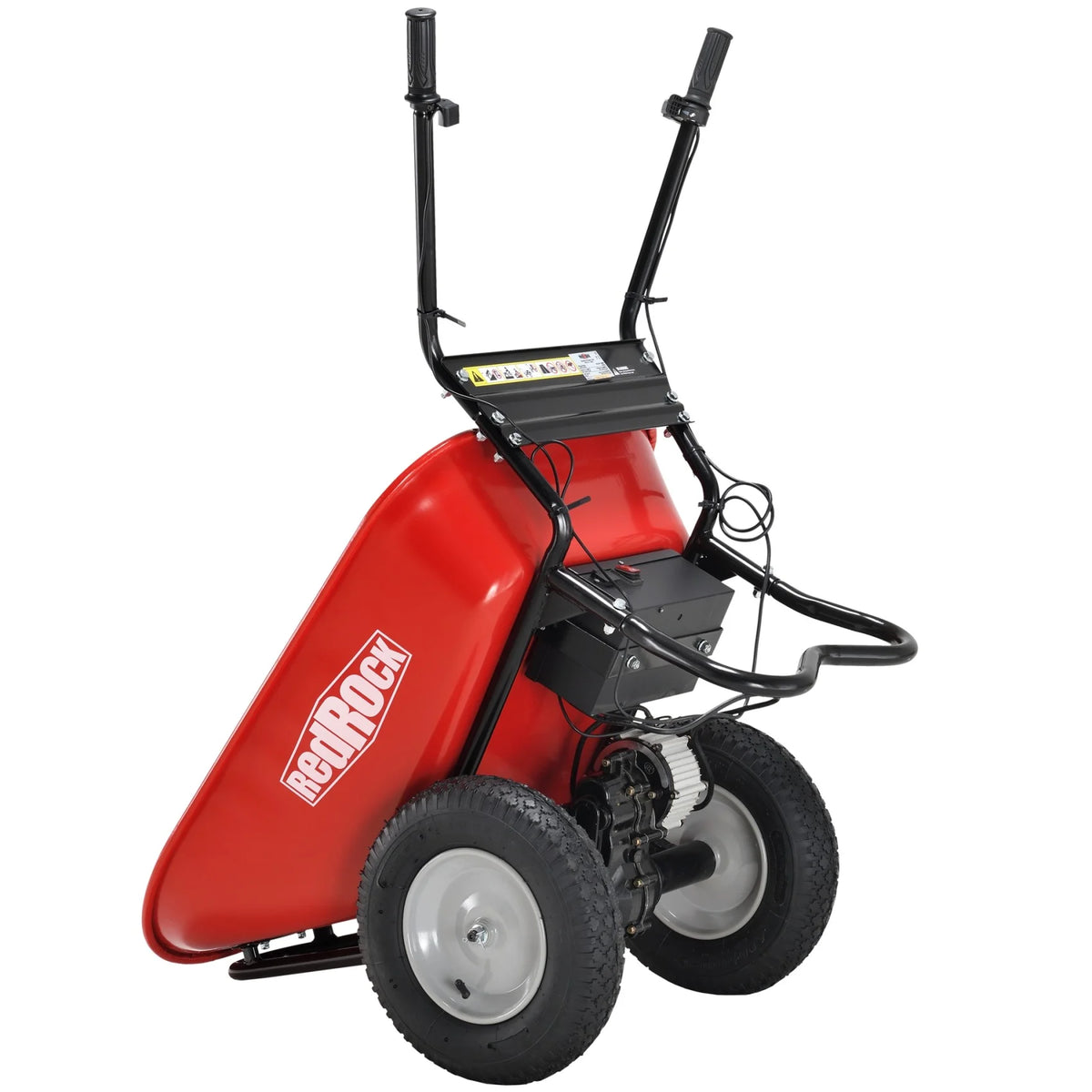 RedRock Electric Wheelbarrow 24V AGM Battery 330lbs Capacity Yard Work & Construction Debris Hauler with Speed Control and Pneumatic Tires