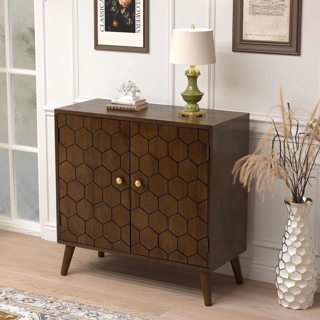 COSIEST Vintage Sideboard Cabinet, Farmhouse Buffet with Adjustable Shelf for Kitchen, Dining Room, Living Room