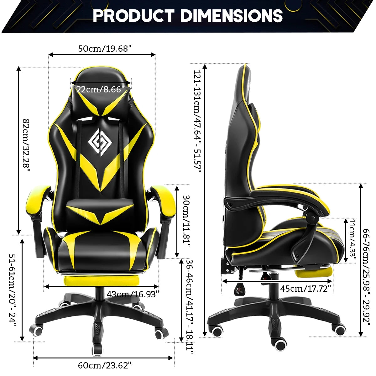 Gaming Chair with Massage Gamer Chair with 2D Armrests for Kids