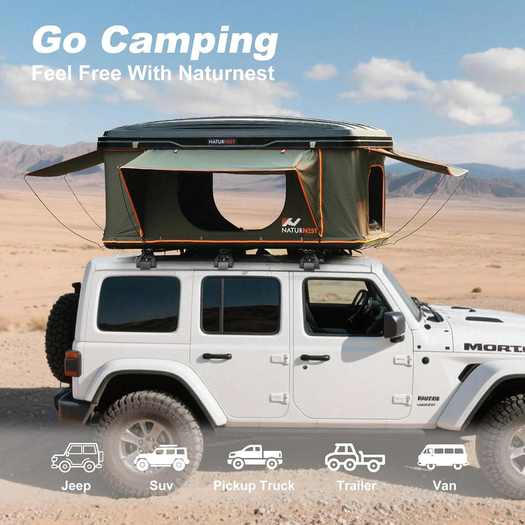 Naturnest Rooftop Tent Hard Shell,Roof Top Tent Hardshell Rooftop Tents for Van Jeep Suv Truck Car Tents for Camping Suv Tent for Car (Green)
