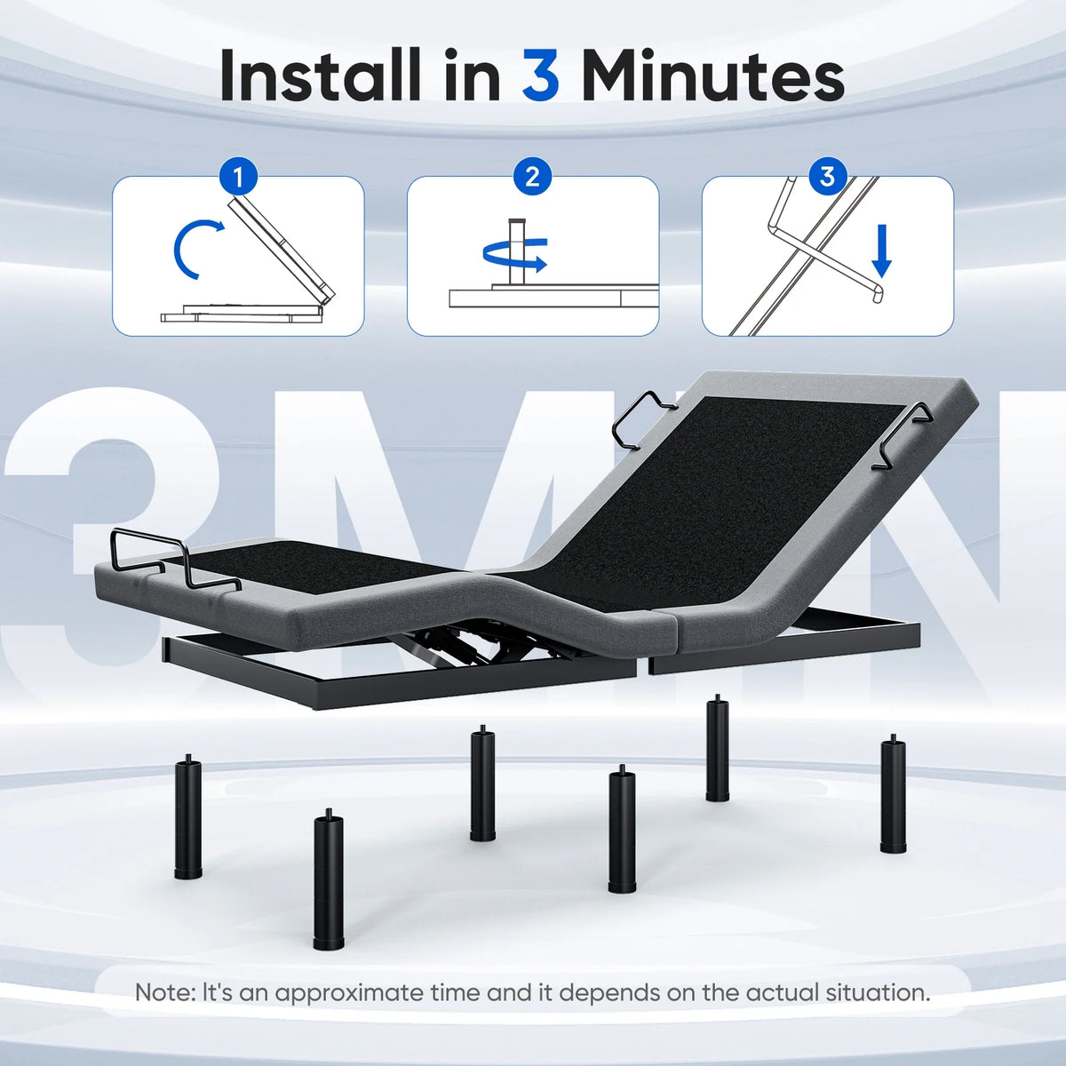Raffle Pinker Adjustable Bed Frame Twin Size Power Bed Base Frame with Massage,Silent Dual Motors,Head & Foot Incline