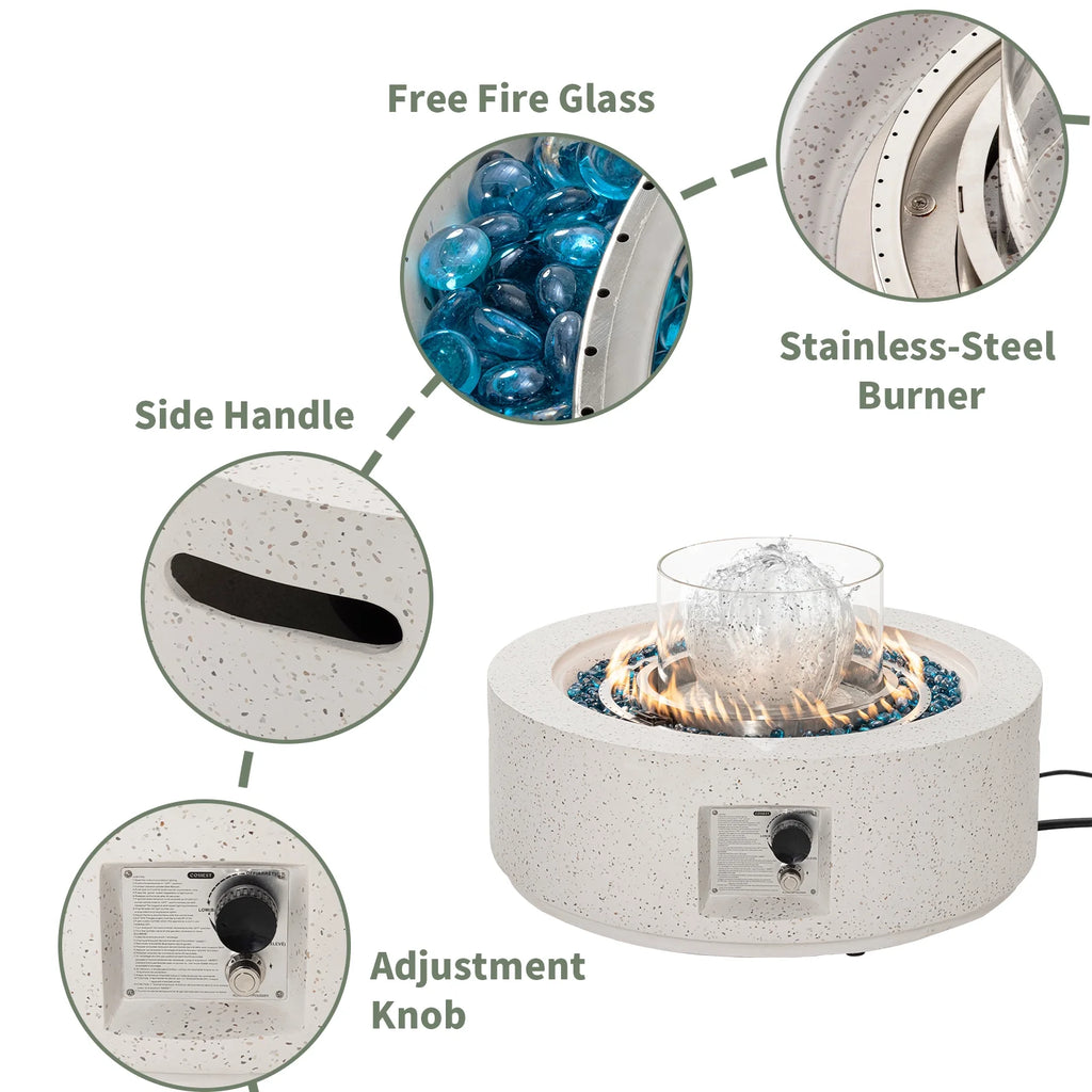 COSIEST 29.3-inch 50,000 BTU Outdoor Propane Fountain Round Fire Pit Table