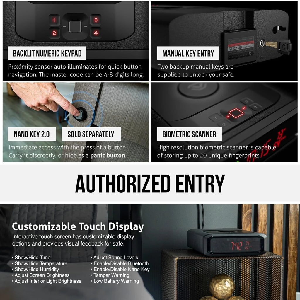 Vaultek? DS2i Smart Station Full-Size Modern Quick Access Safe with Biometric Scanner, Rugged Construction, Auto-Open Drawer, Mountable, Anti-Theft Protection, & Wireless Charging Pad