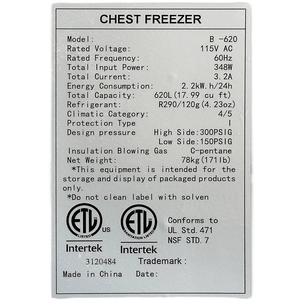 72 in. Commercial Chest Freezer 18 Cu.Ft. Deep Freezer with Top Open Door White