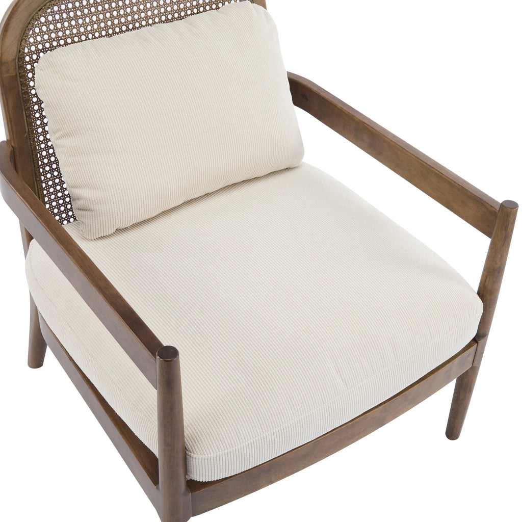 Christopher Knight Home Mid-Century Modern Accent Chairs, Wood Frame with Rattan Backrest, Grayish Green, Set of 2
