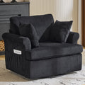 Ktaxon Swivel Accent Chair, 360-Degree Rotation Reading Chair, Corduroy Fabric Sofa with Armrest Pockets, Solid Metal Base, Perfect for Living Room Bedroom Black
