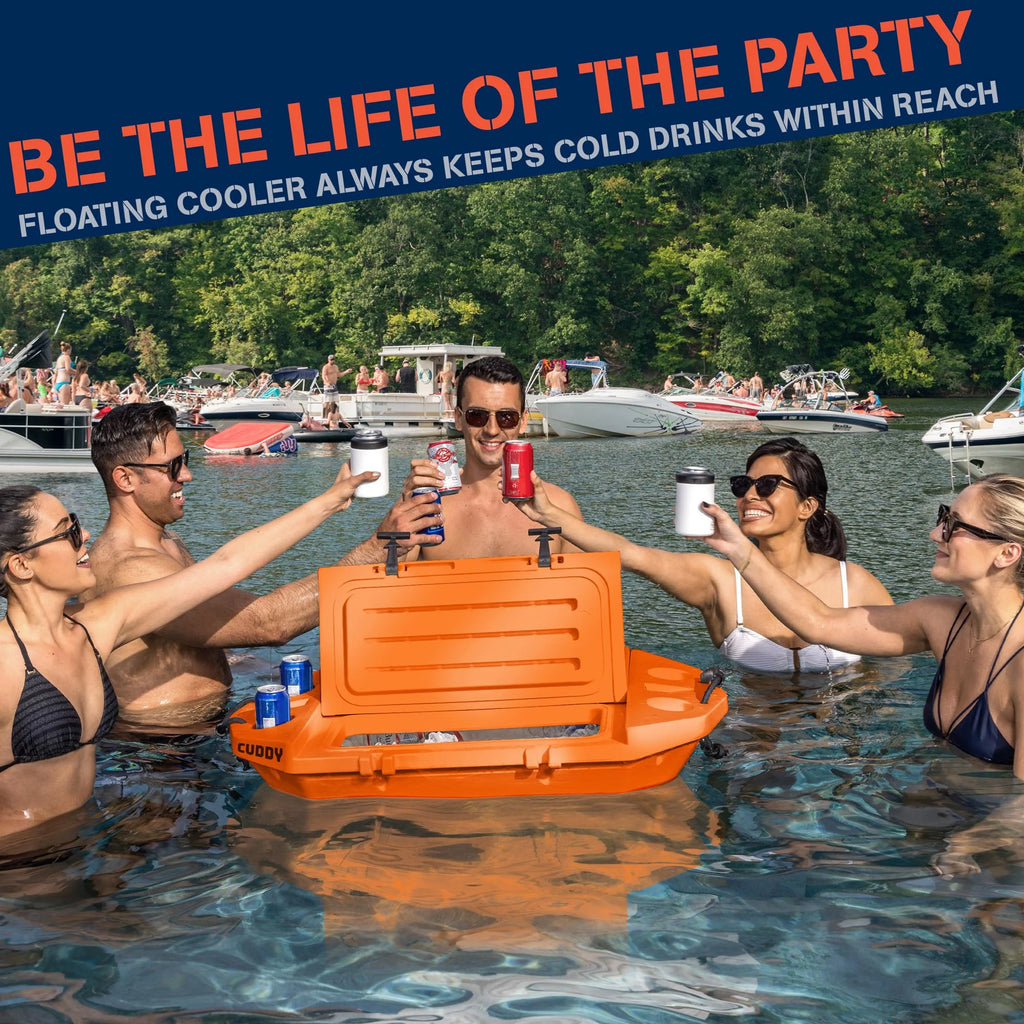 Cuddy Floating Cooler and Dry Storage Vessel - 40QT - Amphibious Hard Shell Design, Navy