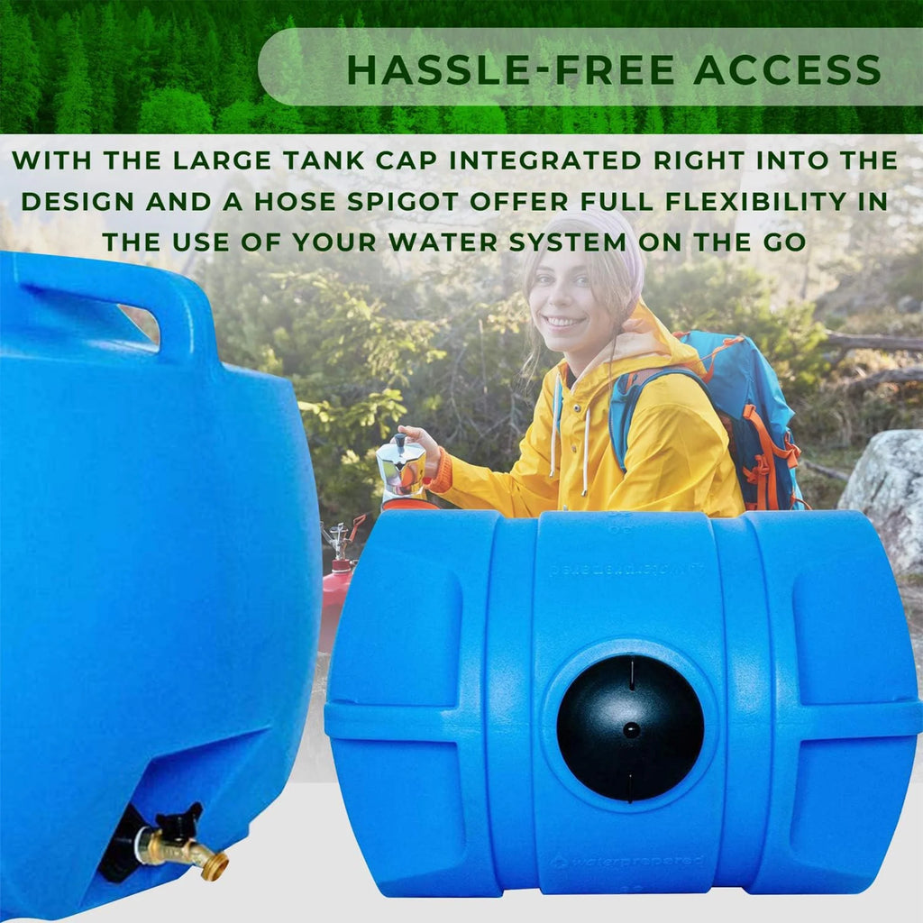 WaterPrepared 35 Gal Water Tank w/Large Cap, 3/4" Brass Spigot & Handles