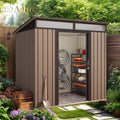 Aiho 6x4 FT Metal Storage Shed, Sheds & Outdoor Storage with Sliding Doors, Galvanized Steel Garden Shed for Bike Storage, Tool Storage - Brown