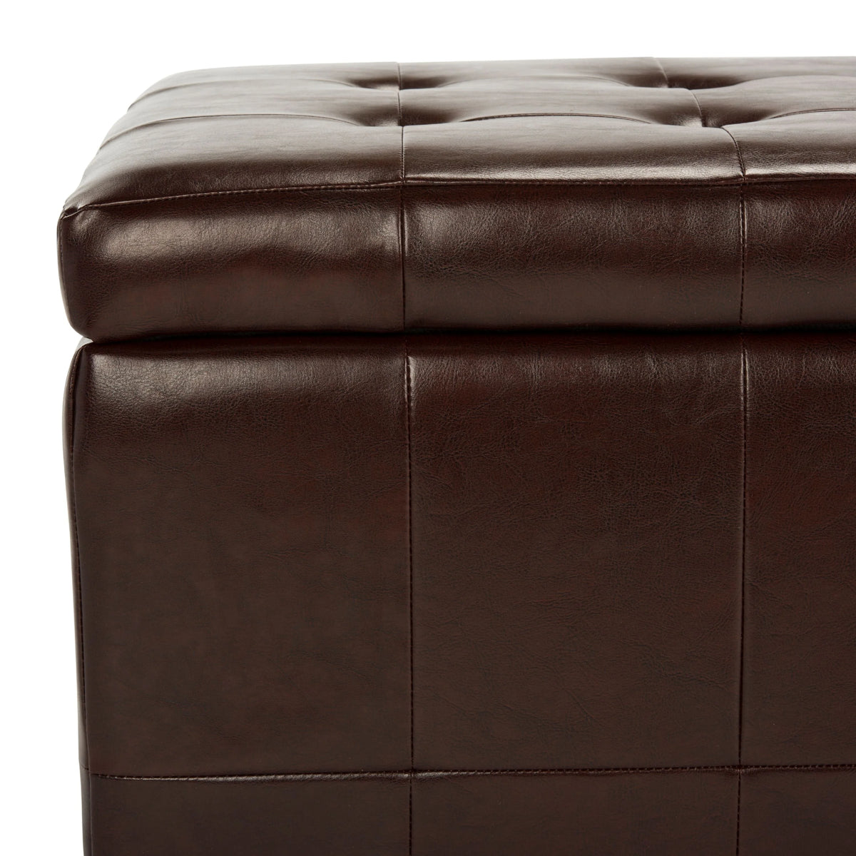 SAFAVIEH Large Manhattan Rustic Tufted Storage Bench, Brown