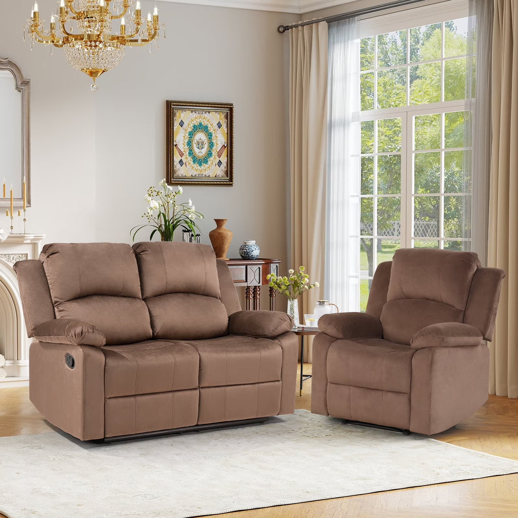 Bonzy Home Recliner Chair with Soft Padded Headrest and Armrest, Theater Reclining Chair Sofa for Living Room and Bedroom