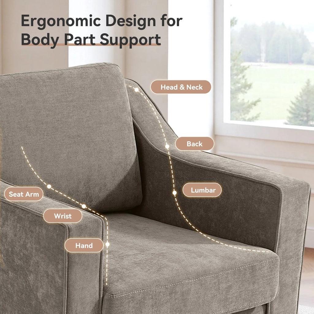 Swivel Accent Chair for Living Room, Modern Upholstered Barrel Arm Chair with Plump Back Pillow, Comfy Club Sofa Reading Chair for Adults (Chenille Navy, Set of 1)