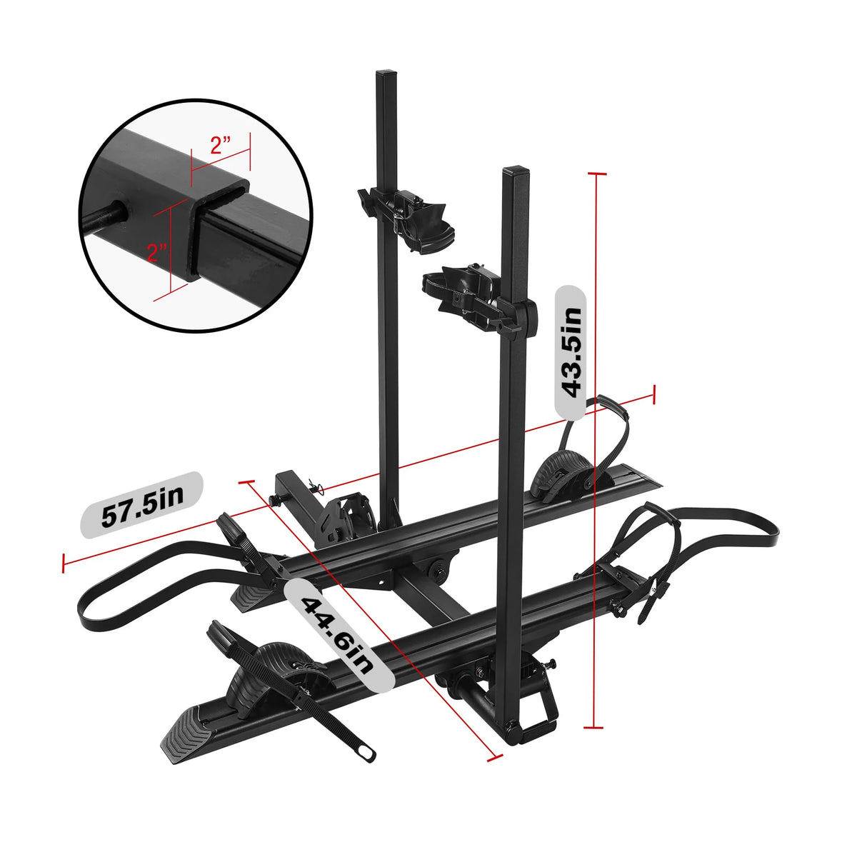 Young Electric Ebike Rack, 200lb Capacity, Alloy Steel Hitch Mount, Fits 5-Inch Fat Tire Bikes, 2-Inch Receiver