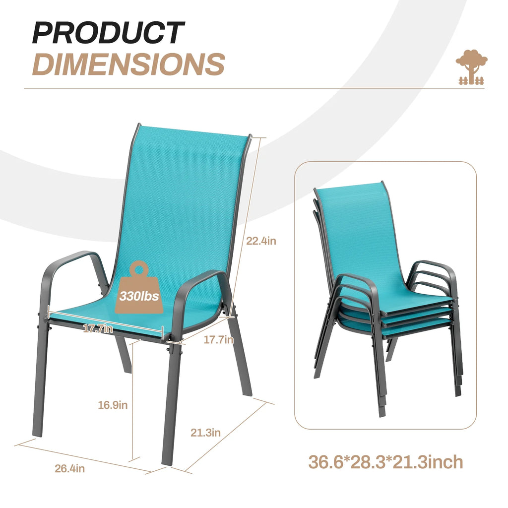 Arlopu 8Pcs Patio Dining Chairs Outdoor Stackable Armrest Chairs for Lawn Garden Backyard