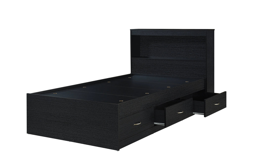 Hodedah Twin-Size Captain Bed with 3-Drawers and Headboard in White