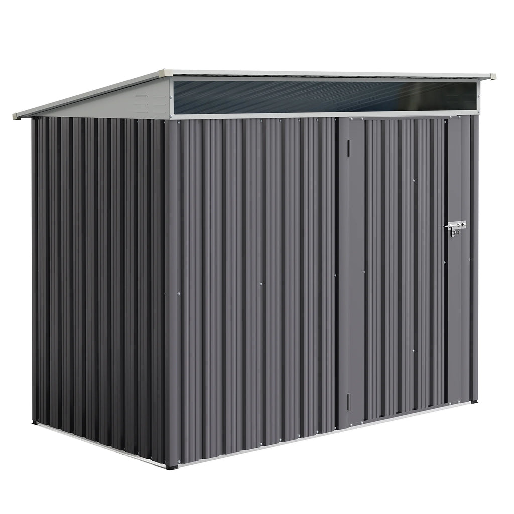 Walsunny 6X4 FT Outdoor Storage Shed,Waterproof Metal Garden Sheds with Lockable Double Door Weather Resistant Steel Tool Storage House Shed Grey