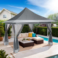 HOTEEL 12x12 EZ Pop Up Gazebo Tent with Sidewalls,Patio Gazebo Instant Shelter for Outdoor Party Camping Backyard Beach with Carry Bag,Stakes,Ropes,Gray
