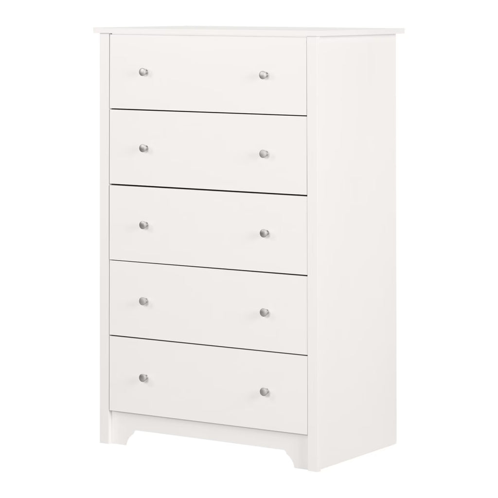 HomeStock French Flair Contemporary Style Bedroom 5-Drawer Chest, Painted Finish with Storage Feature - 19.5"D x 31.25"W x 48.75"H-Color:White