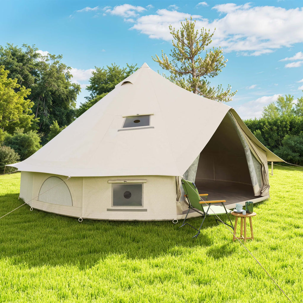 Dextrus Camping Tent with Stove Jacks & Windows for Outdoor Family Party, Camping, Picnic, Barbecue