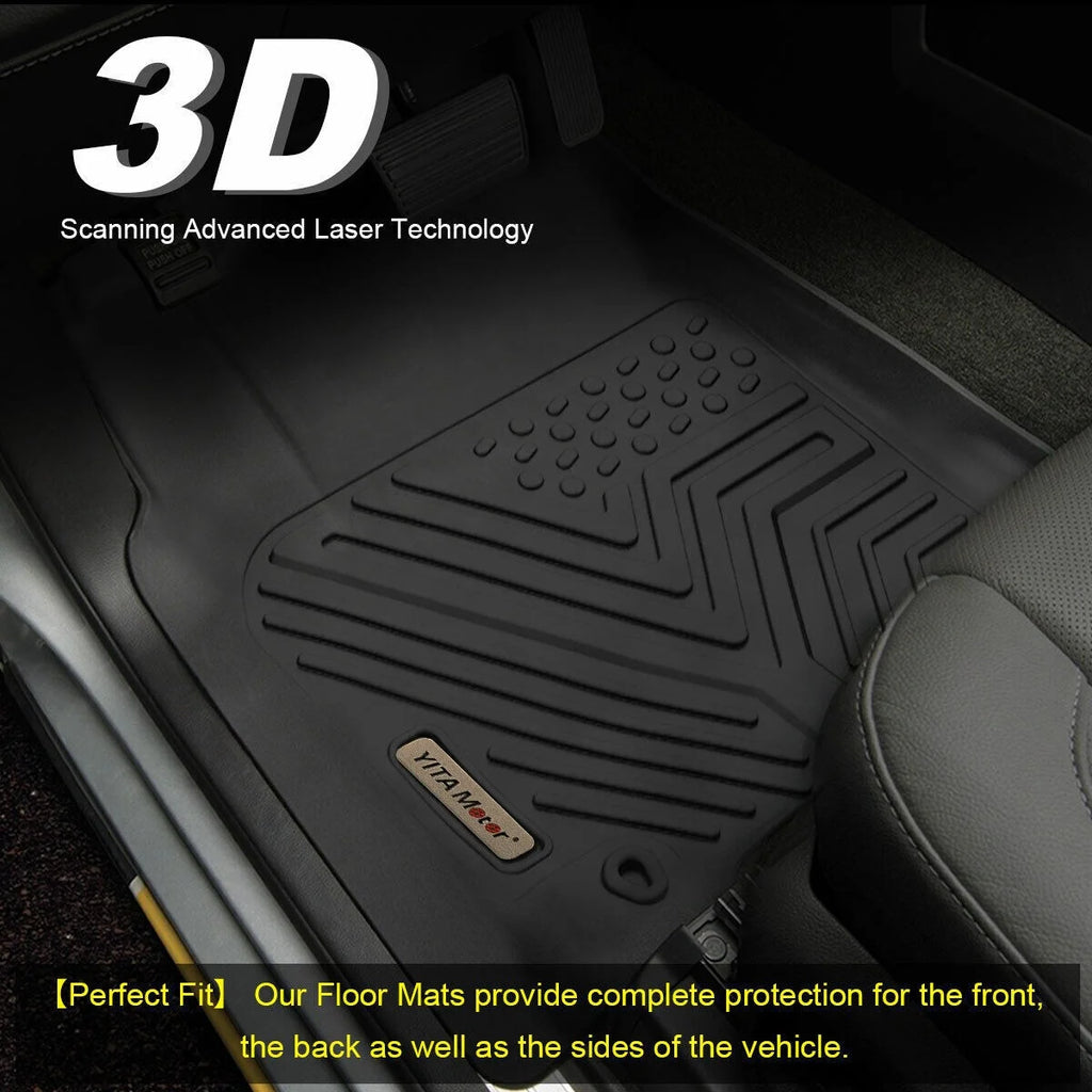 RVNI Floor Mat Liners for 2010 2011 2012 2013 2014 Ford F-150 Super Crew Cab All Weather Black 3pcs 3D TPE Liners