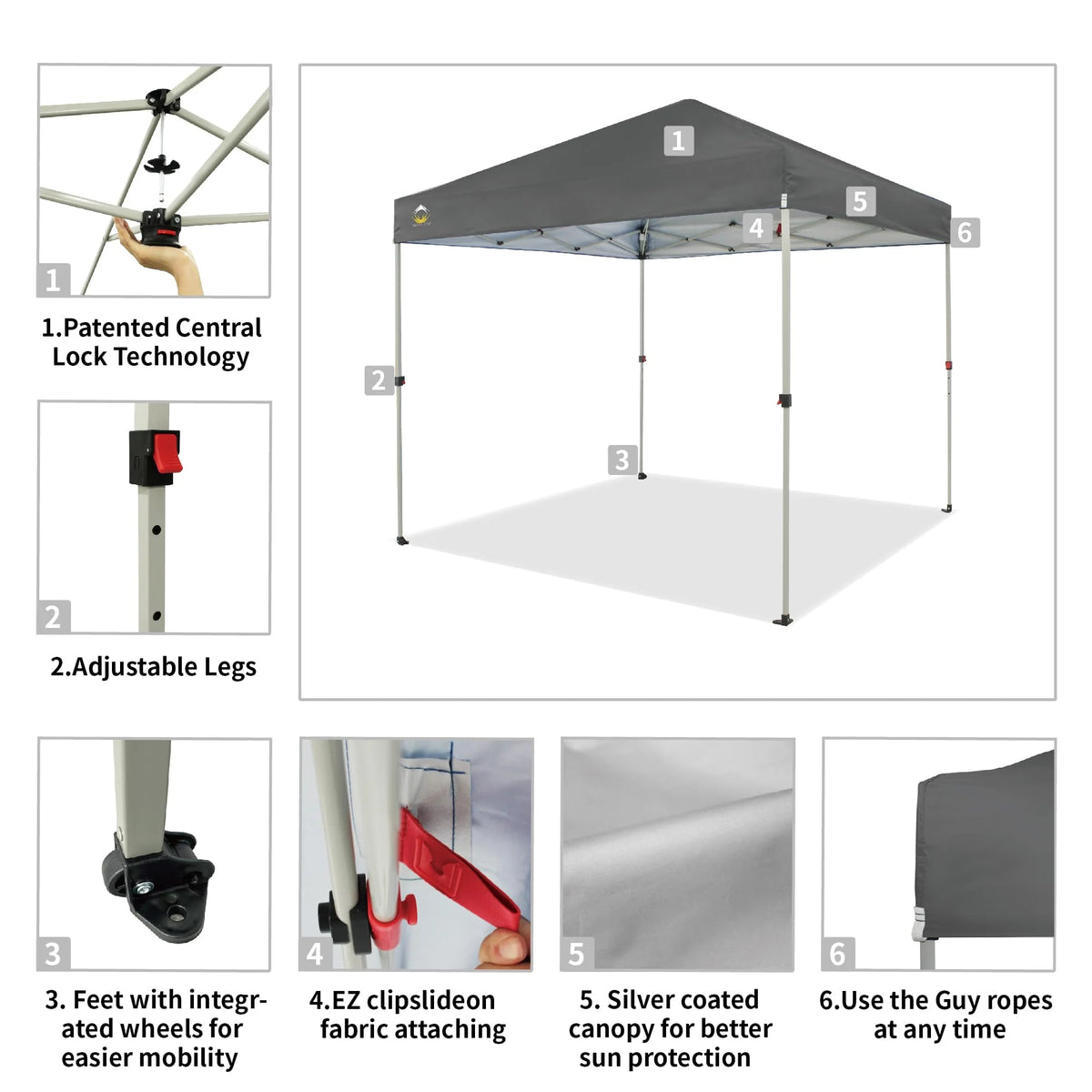 CROWN SHADES 8x8 Pop Up Canopy with One Push Setup Easy Outdoor Sun Shade for Events Parties Camping Forest Green
