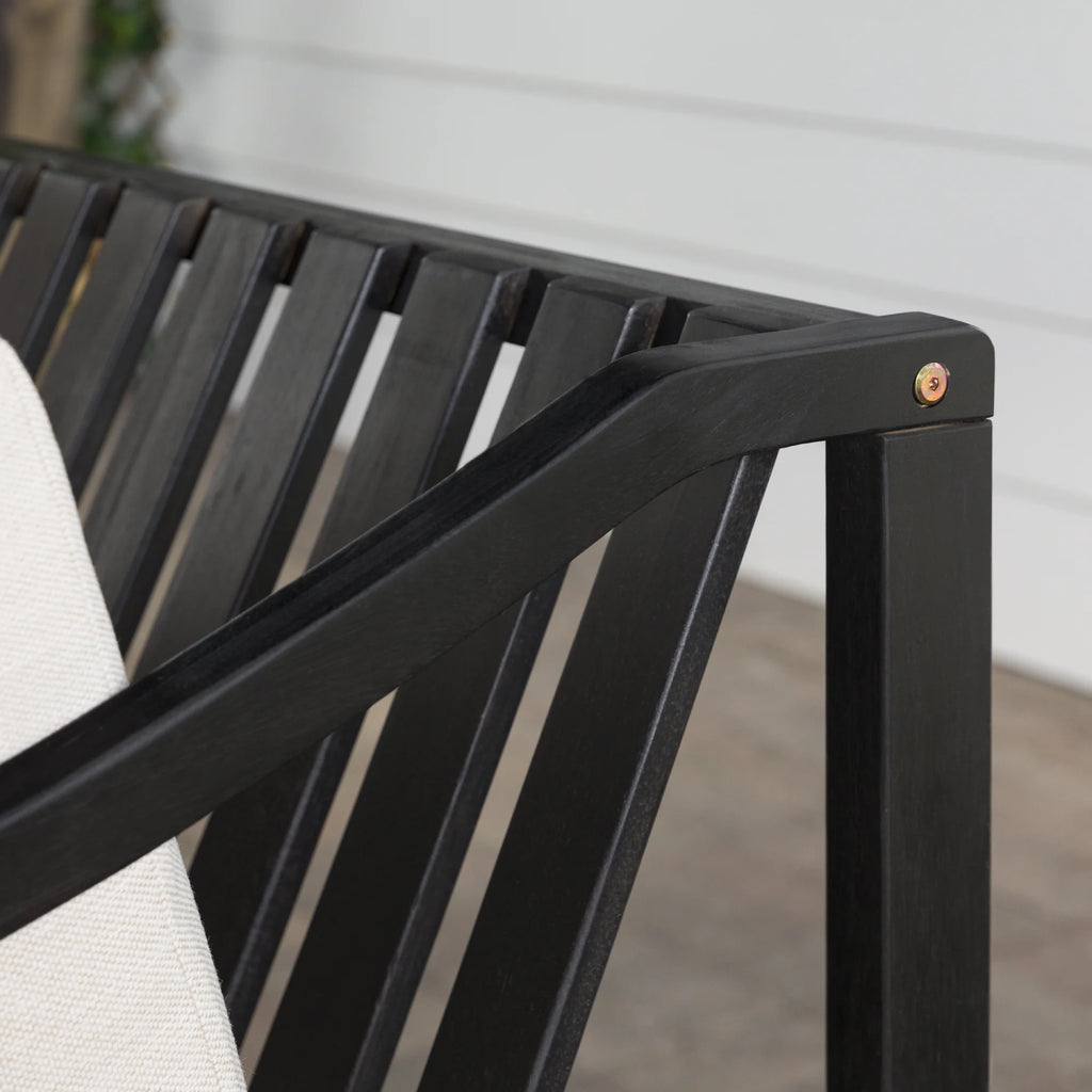 Walker Edison Modern Solid Wood Curved-Arm Outdoor Loveseat, Black