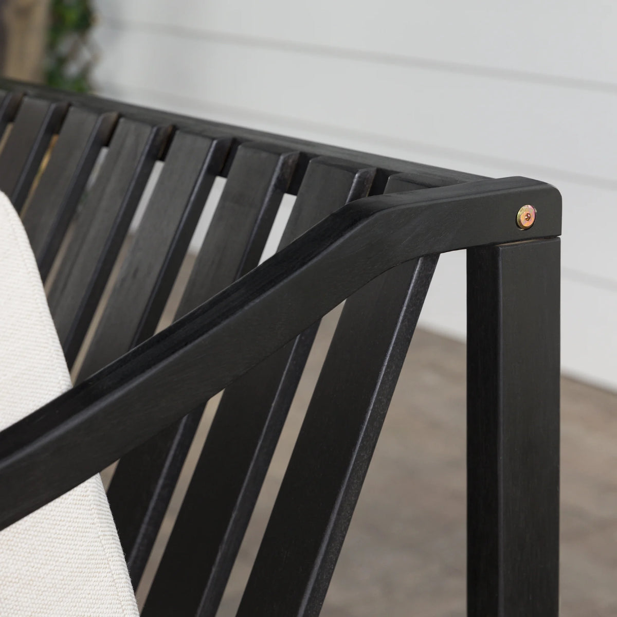 Walker Edison Modern Solid Wood Curved-Arm Outdoor Loveseat, Black
